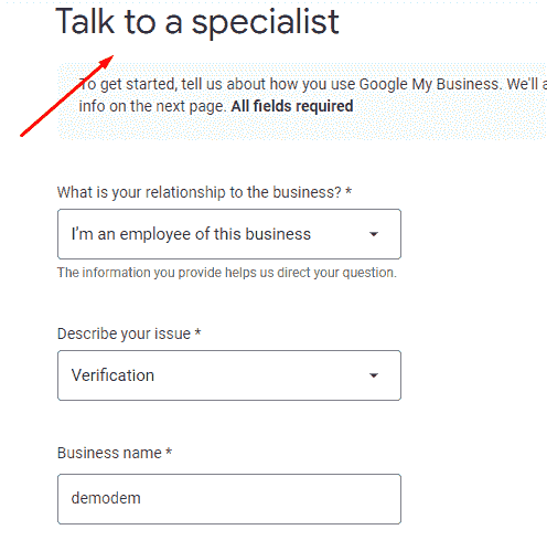 google my business support phone line